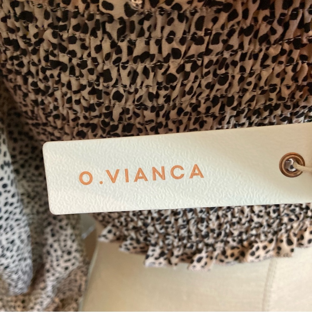 O. Vianca Long Sleeve Crop Animal Print Top Small - Picture 5 of 7